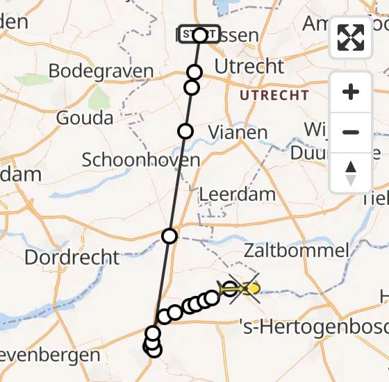 Vlucht Politiehelikopter PH-PXB van Breukelen naar Wijk en Aalburg op donderdag 15 augustus 2024 9:39