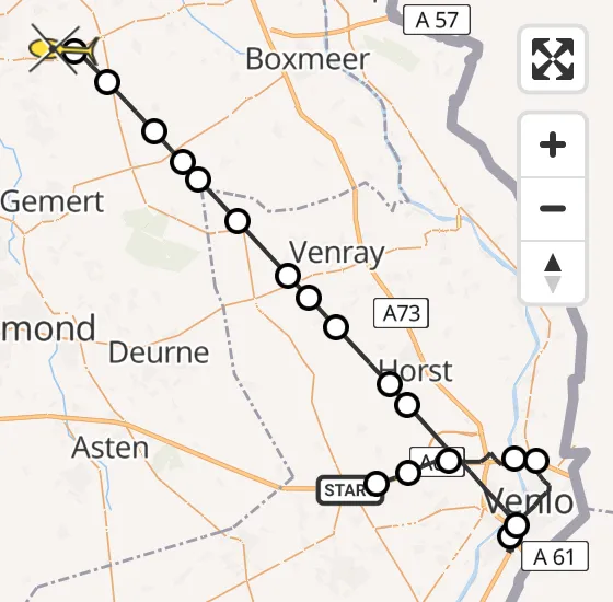 Vlucht Politiehelikopter PH-PXF van Sevenum naar Vliegbasis Volkel op donderdag 15 augustus 2024 10:17