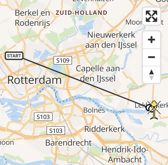 Vlucht Traumahelikopter PH-UMC van Rotterdam The Hague Airport naar Nieuw-Lekkerland op donderdag 15 augustus 2024 11:00