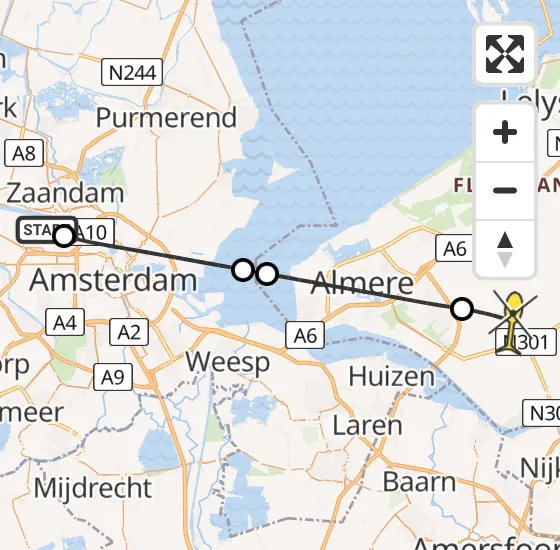 Vlucht Traumahelikopter PH-DOC van Amsterdam Heliport naar Zeewolde op donderdag 15 augustus 2024 11:01