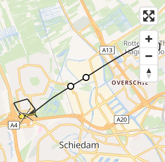 Vlucht Traumahelikopter PH-UMC van Rotterdam The Hague Airport naar Schiedam op donderdag 15 augustus 2024 11:31