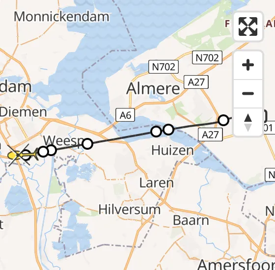 Vlucht Traumahelikopter PH-DOC van Zeewolde naar Academisch Medisch Centrum (AMC) op donderdag 15 augustus 2024 11:33