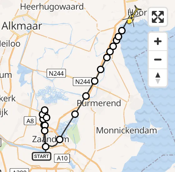 Vlucht Traumahelikopter PH-DOC van Amsterdam Heliport naar Hoorn op donderdag 15 augustus 2024 14:33