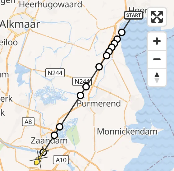 Vlucht Traumahelikopter PH-DOC van Hoorn naar Amsterdam Heliport op donderdag 15 augustus 2024 15:22