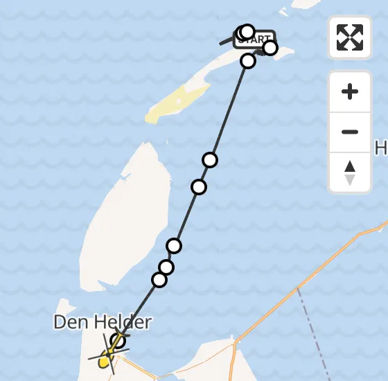 Vlucht Kustwachthelikopter PH-SAR van Vlieland naar Vliegveld De Kooy op donderdag 15 augustus 2024 16:45