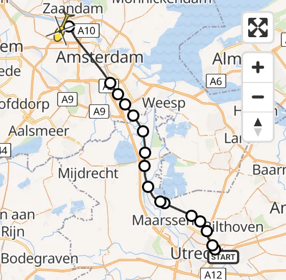 Vlucht Traumahelikopter PH-DOC van Universitair Medisch Centrum Utrecht naar Amsterdam Heliport op donderdag 15 augustus 2024 16:55