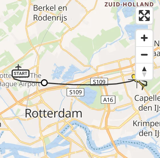 Vlucht Traumahelikopter PH-UMC van Rotterdam The Hague Airport naar Rotterdam op donderdag 15 augustus 2024 19:19