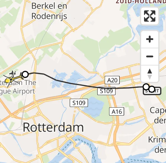 Vlucht Traumahelikopter PH-UMC van Rotterdam naar Rotterdam The Hague Airport op donderdag 15 augustus 2024 19:54