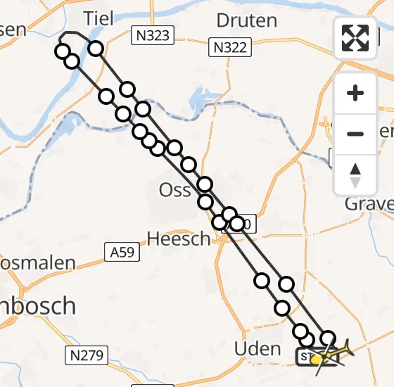 Vlucht Traumahelikopter PH-LLN van Vliegbasis Volkel naar Vliegbasis Volkel op donderdag 15 augustus 2024 20:10