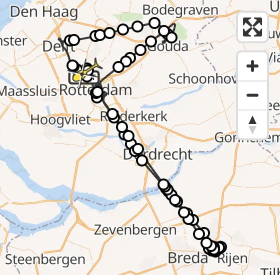 Vlucht Politiehelikopter PH-PXD van Rotterdam The Hague Airport naar Rotterdam The Hague Airport op donderdag 15 augustus 2024 20:14