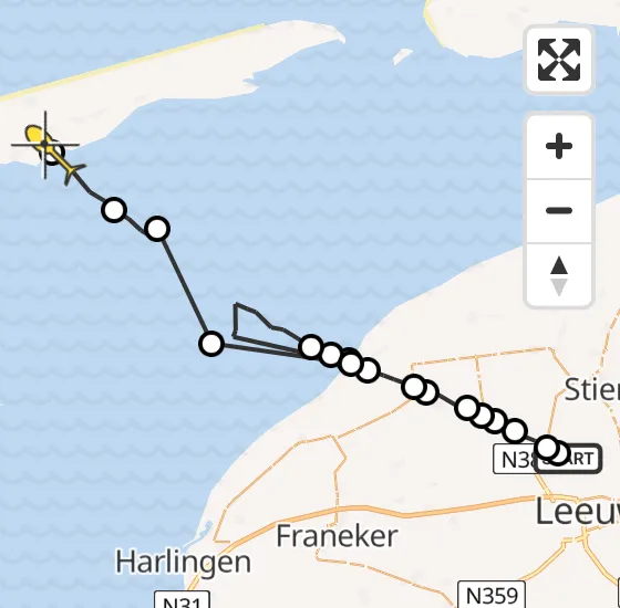 Vlucht Ambulancehelikopter PH-OOP van Leeuwarden naar Landerum op donderdag 15 augustus 2024 20:14