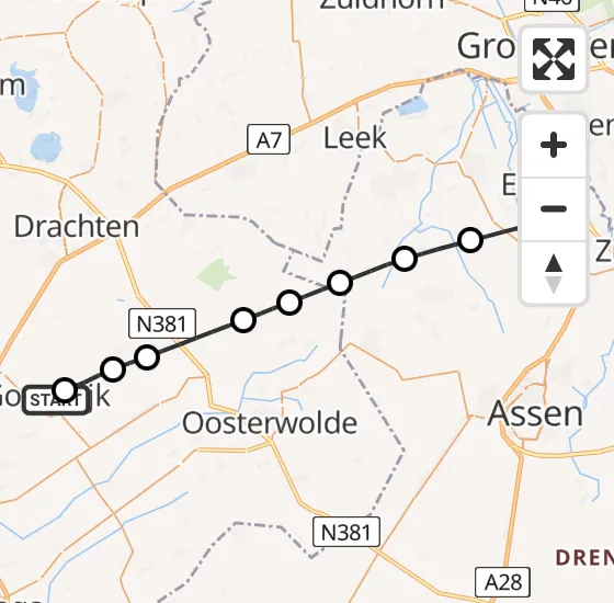 Vlucht Traumahelikopter PH-TTR van Gorredijk naar Groningen Airport Eelde op donderdag 15 augustus 2024 20:48