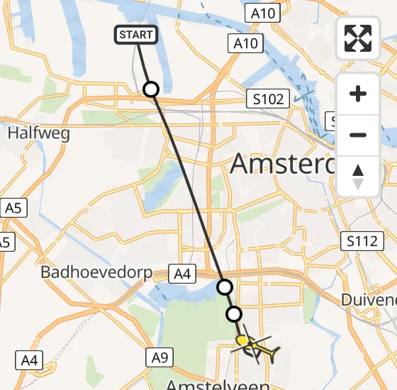 Vlucht Traumahelikopter PH-DOC van Amsterdam Heliport naar Amstelveen op donderdag 15 augustus 2024 20:57