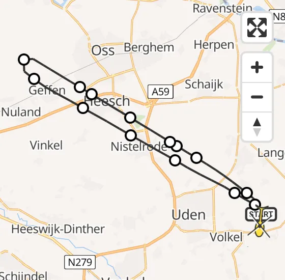 Vlucht Traumahelikopter PH-LLN van Vliegbasis Volkel naar Vliegbasis Volkel op donderdag 15 augustus 2024 21:58