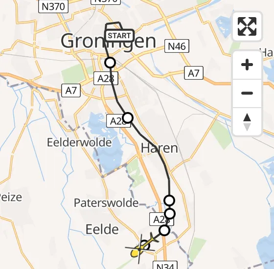 Vlucht Traumahelikopter PH-TTR van Universitair Medisch Centrum Groningen naar Groningen Airport Eelde op vrijdag 16 augustus 2024 20:48