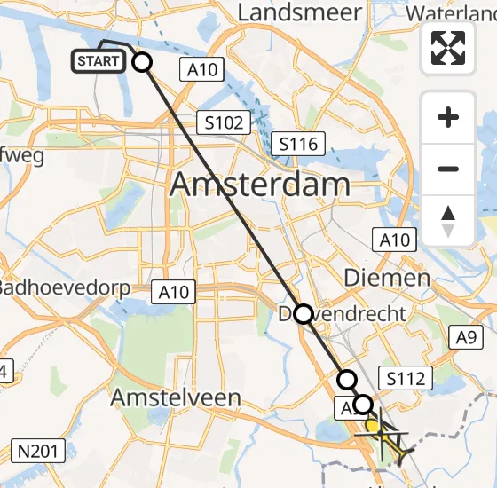 Vlucht Traumahelikopter PH-DOC van Amsterdam Heliport naar Academisch Medisch Centrum (AMC) op vrijdag 16 augustus 2024 22:15