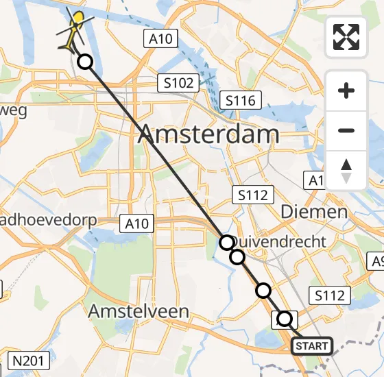 Vlucht Traumahelikopter PH-DOC van Academisch Medisch Centrum (AMC) naar Amsterdam Heliport op vrijdag 16 augustus 2024 22:22