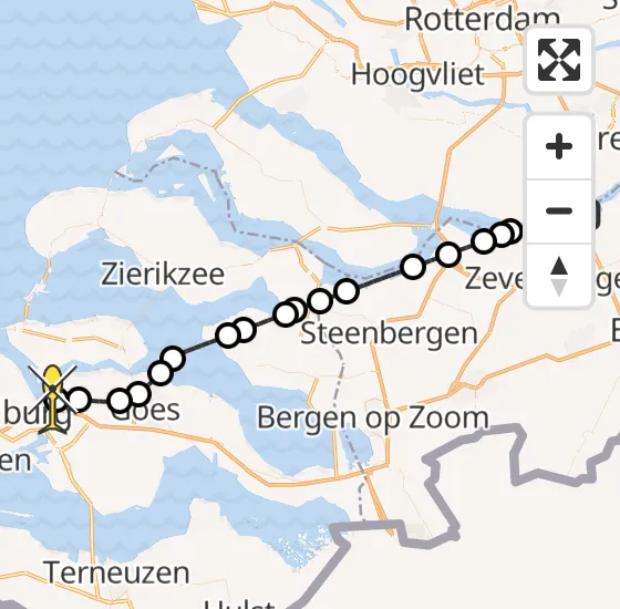 Vlucht Kustwachthelikopter PH-SAR van Dordrecht naar Vliegveld Midden-Zeeland op woensdag 4 september 2024 20:16