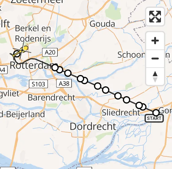 Vlucht Traumahelikopter PH-UMC van Werkendam naar Rotterdam The Hague Airport op donderdag 5 september 2024 2:54