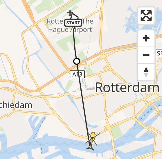 Vlucht Traumahelikopter PH-UMC van Rotterdam The Hague Airport naar Rotterdam op donderdag 5 september 2024 7:57