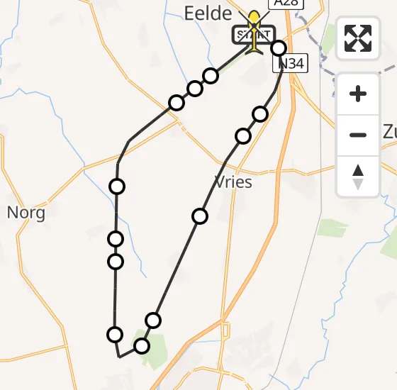 Vlucht Traumahelikopter PH-TTR van Groningen Airport Eelde naar Groningen Airport Eelde op donderdag 5 september 2024 9:44