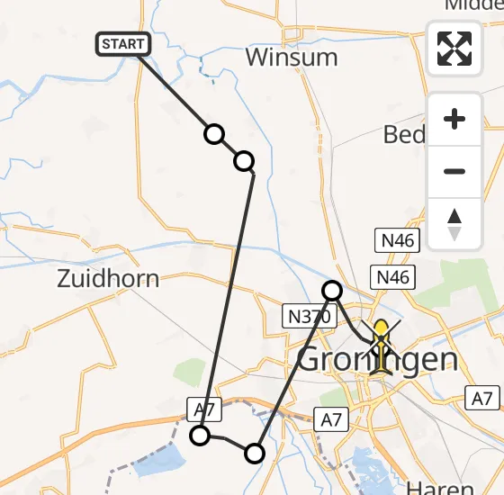 Vlucht Ambulancehelikopter PH-OOP van Warfhuizen naar Universitair Medisch Centrum Groningen op donderdag 5 september 2024 10:54