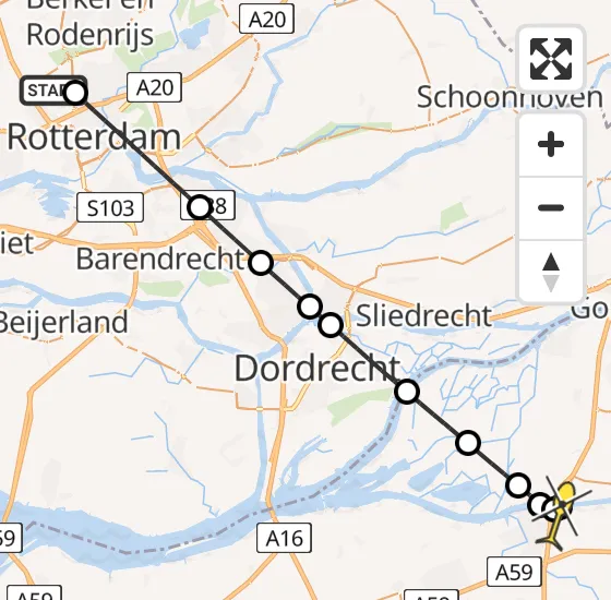 Vlucht Traumahelikopter PH-UMC van Rotterdam The Hague Airport naar Raamsdonksveer op donderdag 5 september 2024 11:31