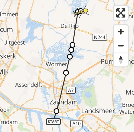 Vlucht Traumahelikopter PH-LLN van Amsterdam Heliport naar Westbeemster op donderdag 5 september 2024 13:04