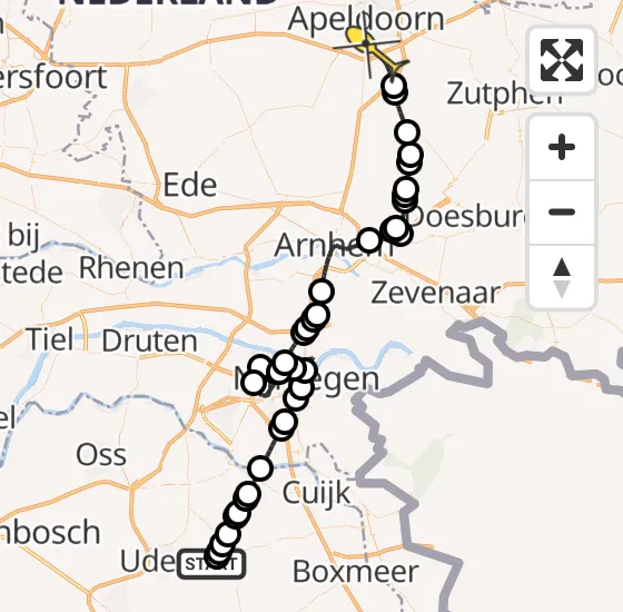 Vlucht Politiehelikopter PH-PXA van Vliegbasis Volkel naar Apeldoorn op donderdag 5 september 2024 15:25