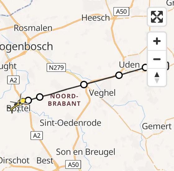 Vlucht Traumahelikopter PH-MAA van Vliegbasis Volkel naar Boxtel op donderdag 5 september 2024 15:29