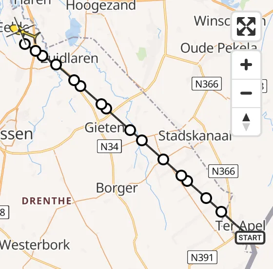 Vlucht Traumahelikopter PH-TTR van Ter Apel naar Groningen Airport Eelde op donderdag 5 september 2024 15:30