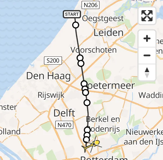 Vlucht Traumahelikopter PH-UMC van Katwijk naar Rotterdam The Hague Airport op donderdag 5 september 2024 17:21