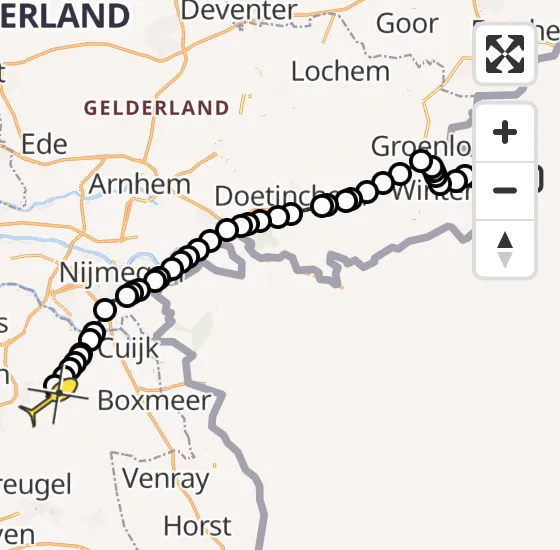 Vlucht Politiehelikopter PH-PXA van Vreden naar Vliegbasis Volkel op donderdag 5 september 2024 17:24