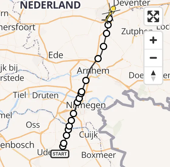 Vlucht Traumahelikopter PH-MAA van Vliegbasis Volkel naar Apeldoorn op donderdag 5 september 2024 18:02