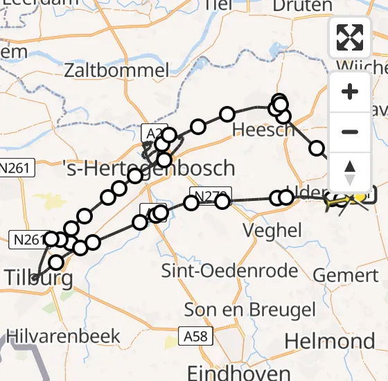 Vlucht Politiehelikopter PH-PXA van Vliegbasis Volkel naar Vliegbasis Volkel op donderdag 5 september 2024 19:39