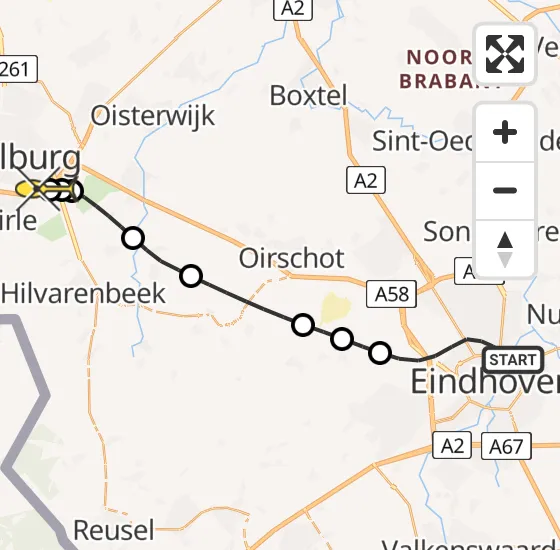 Vlucht Traumahelikopter PH-MAA van Eindhoven naar Tilburg op donderdag 5 september 2024 21:31