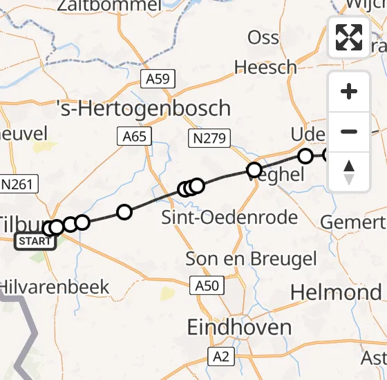 Vlucht Traumahelikopter PH-MAA van Tilburg naar Vliegbasis Volkel op donderdag 5 september 2024 22:10