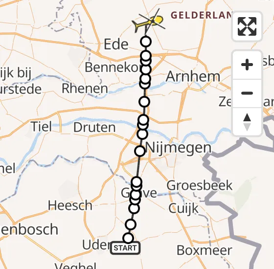 Vlucht Traumahelikopter PH-MAA van Vliegbasis Volkel naar Otterlo op vrijdag 6 september 2024 2:49