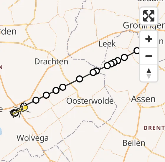 Vlucht Traumahelikopter PH-TTR van Groningen Airport Eelde naar Heerenveen op vrijdag 6 september 2024 5:00