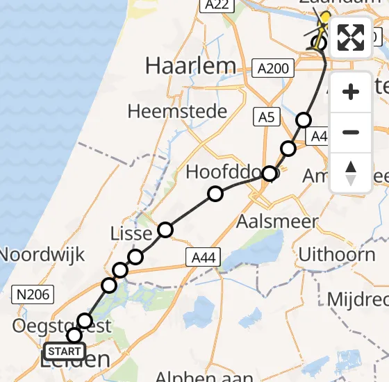 Vlucht Traumahelikopter PH-LLN van Leiden naar Amsterdam Heliport op vrijdag 6 september 2024 7:53