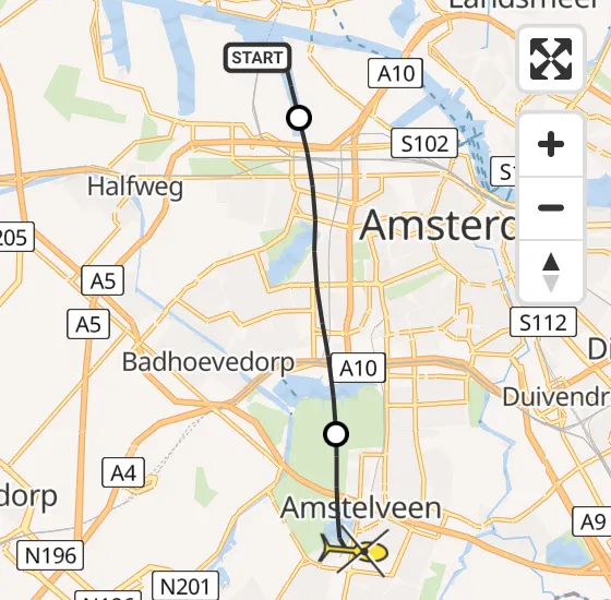 Vlucht Traumahelikopter PH-LLN van Amsterdam Heliport naar Amstelveen op vrijdag 6 september 2024 8:44