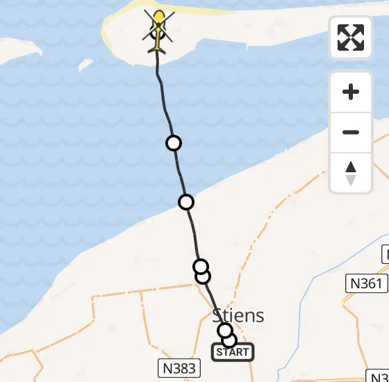 Vlucht Ambulancehelikopter PH-OOP van Vliegbasis Leeuwarden naar Ameland Airport Ballum op vrijdag 6 september 2024 9:54