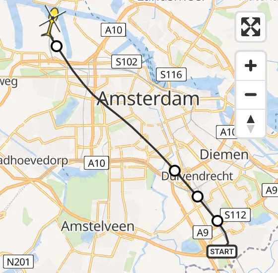 Vlucht Traumahelikopter PH-LLN van Academisch Medisch Centrum (AMC) naar Amsterdam Heliport op vrijdag 6 september 2024 10:34