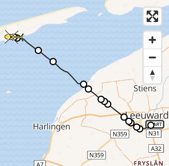 Vlucht Ambulancehelikopter PH-OOP van Goutum naar Kinnum op vrijdag 6 september 2024 11:14