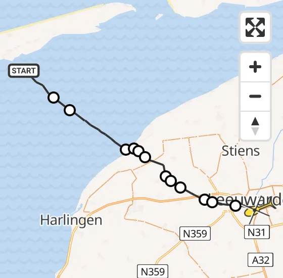 Vlucht Ambulancehelikopter PH-OOP van Formerum naar Leeuwarden op vrijdag 6 september 2024 11:50