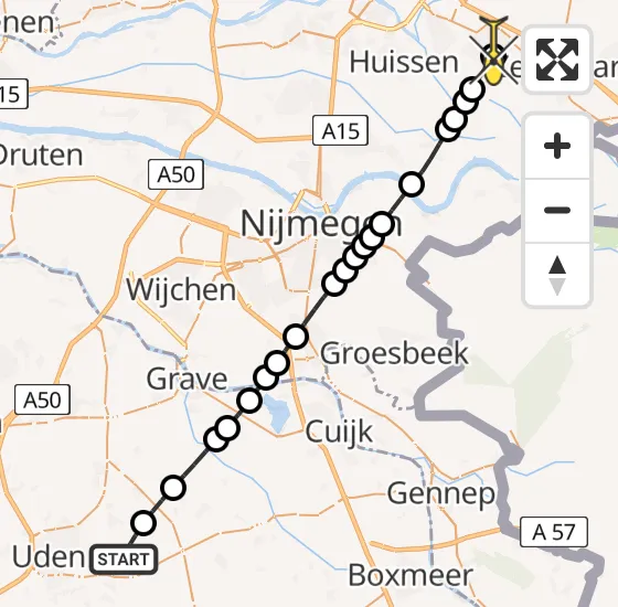 Vlucht Traumahelikopter PH-MAA van Vliegbasis Volkel naar Duiven op vrijdag 6 september 2024 14:43