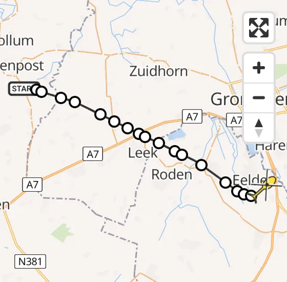 Vlucht Traumahelikopter PH-TTR van Augustinusga naar Groningen Airport Eelde op vrijdag 6 september 2024 16:11