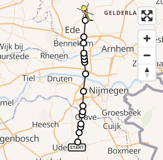 Vlucht Traumahelikopter PH-MAA van Vliegbasis Volkel naar Otterlo op vrijdag 6 september 2024 16:45