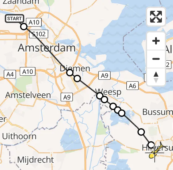 Vlucht Traumahelikopter PH-LLN van Amsterdam Heliport naar Hilversum op vrijdag 6 september 2024 18:16