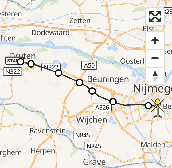 Vlucht Traumahelikopter PH-MAA van Puiflijk naar Radboud Universitair Medisch Centrum op vrijdag 6 september 2024 18:20